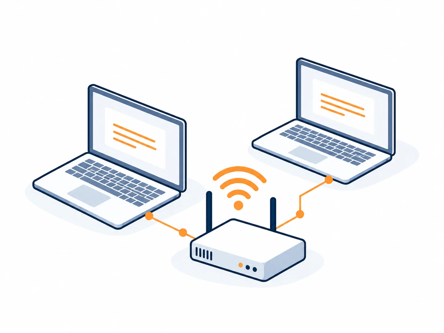 Ordenadores conectados mediante un equipo de red.